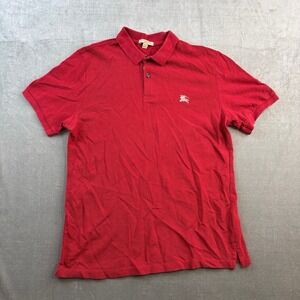 Burberry Brit Red Polo Shirt Nova Check Classic Fit Men's L